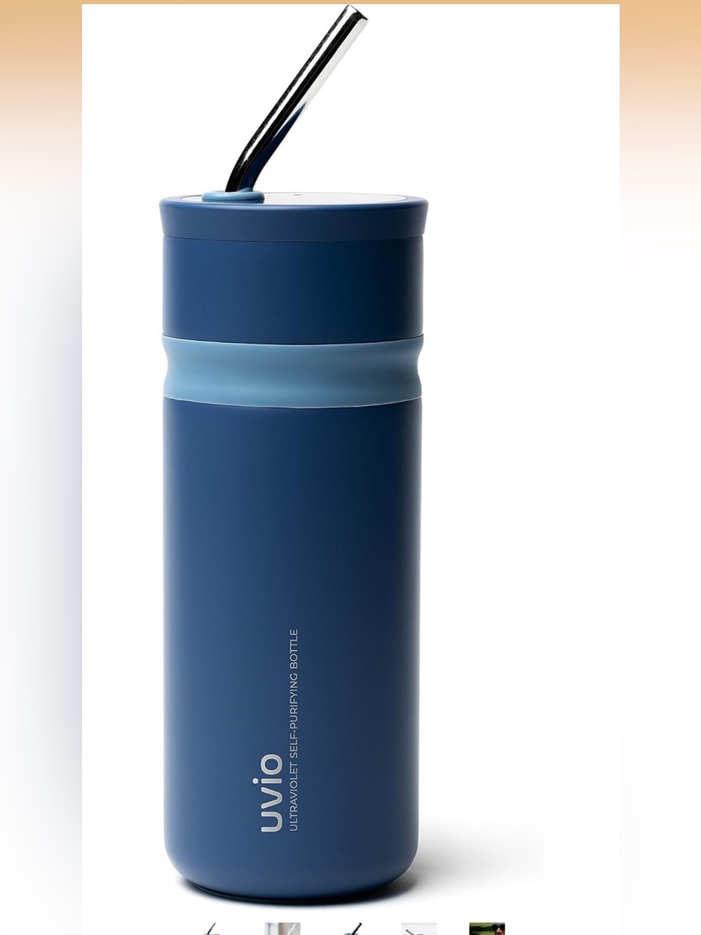 UVIO Ultraviolet Self-Purifying Water Bottle Picasso Blue NIB by OHOM & pouch